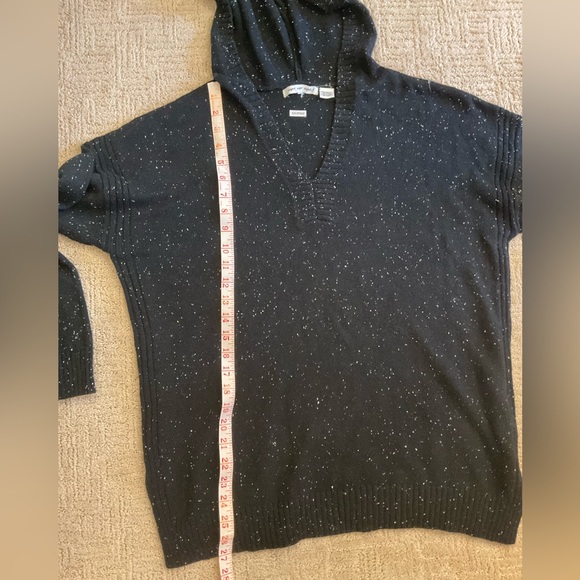 🖤✨ Anthropologie Eight Eight Eight Black Speckled Hooded Women’s Sweater L/XL - Picture 6 of 7